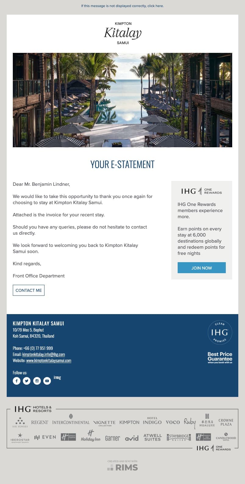 Kimpton Kitalay Samui E-Invoice