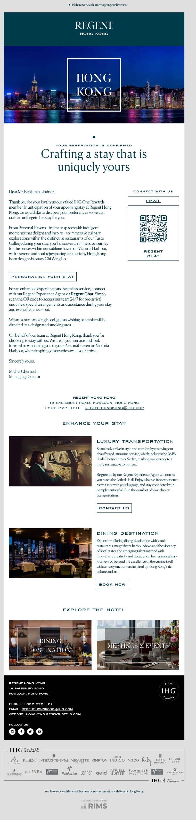 Regent Hong Kong Post-Booking