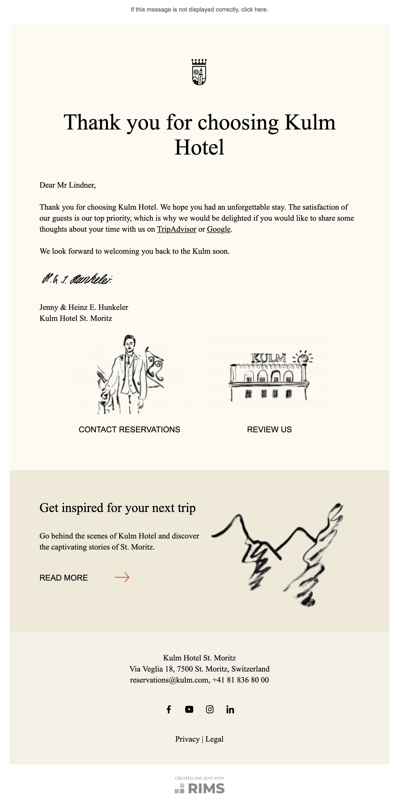 Kulm Hotel St. Moritz Post-Stay