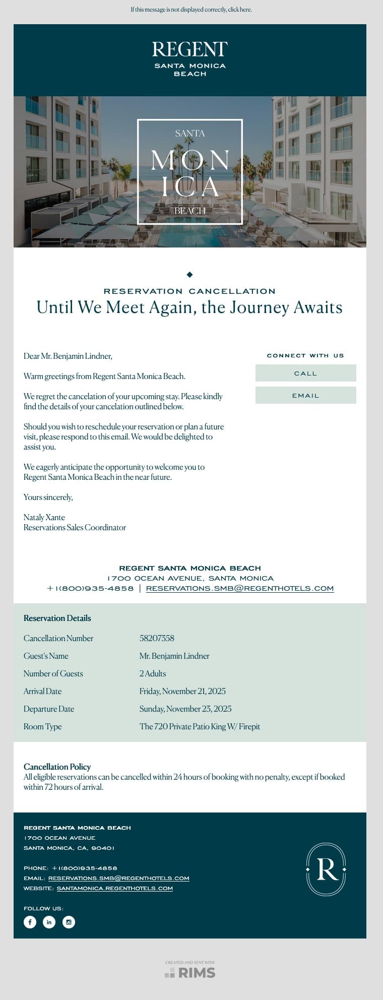 Regent Santa Monica Beach Cancellation