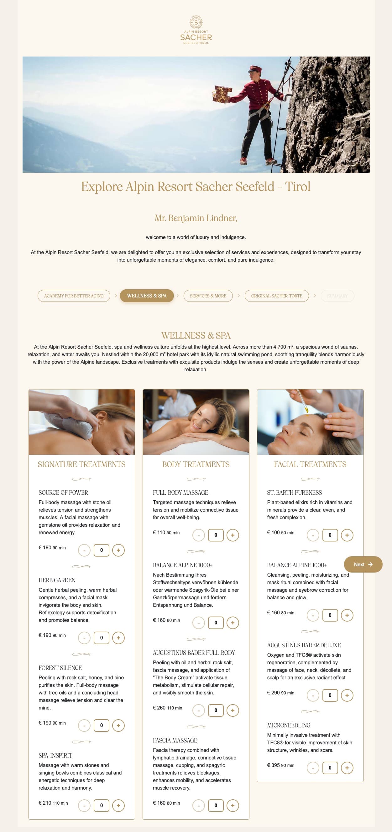 Alpin Resort Sacher Seefeld-Tirol Package Upsell