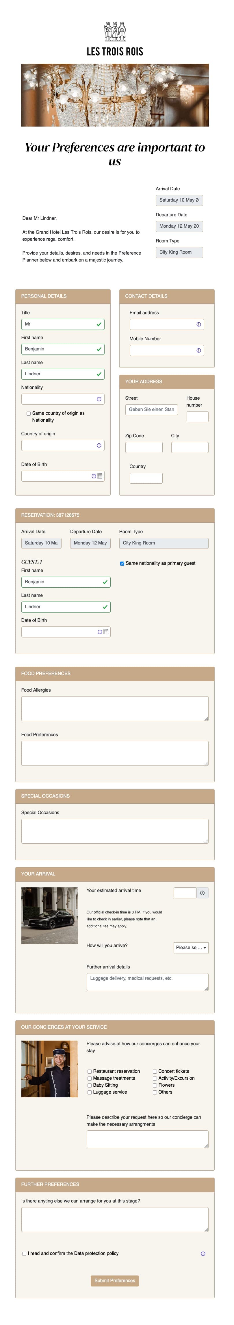 Grand Hotel Les Trois Rois Preference Planner